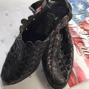 Black Rieker Antistress Woven Leather Slip-on